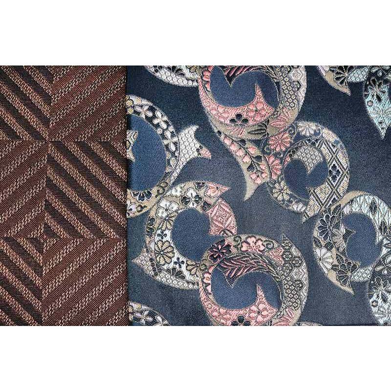 半幅帯 源氏物語綿麻 正絹紬 リバーシブル 半幅帯 源氏物語紅型調綿