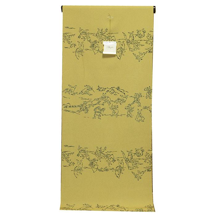 TORAY 東レ シルック 男物 長襦袢反物 鳥獣戯画 金茶 : Tamao