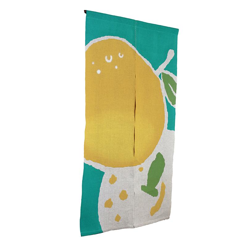 麻のれん 夏蜜柑 刷毛染め 万葉舎 88cm×150cm 日本製 和インテリア