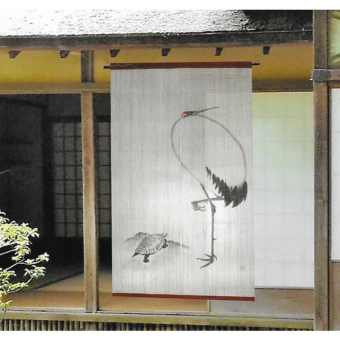 麻のれん　鶴亀　手描きのれん　暖簾　のれん　麻100％　88cm×150cm　日本製　万葉舎　和インテリア　吉祥文様 : r-21 : Tamao -  通販 - Yahoo!ショッピング