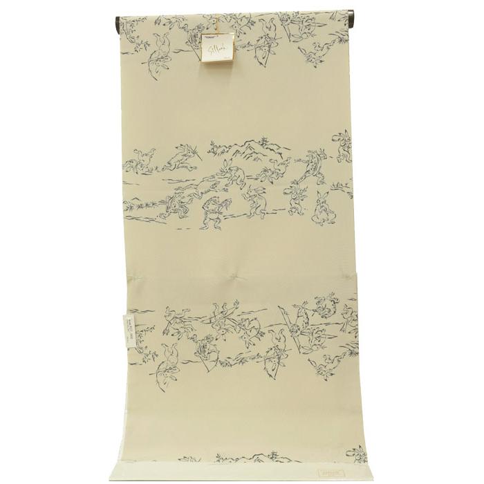 TORAY（東レ） シルック 男物 長襦袢反物 鳥獣戯画 白茶 : Tamao