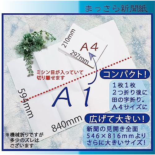 まっさら新聞紙A1ハーフ ミシン入り2つ折り×田の字折り／20枚 840