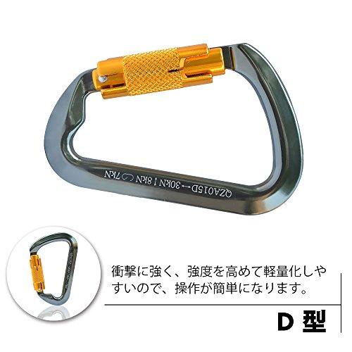 カラビナ 登山用 オートロック (自動式) 安全環付き 30KN D環 CE認証