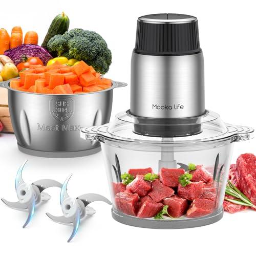 MOOKA LIFE フードプロセッサー 小型2L大容量 & 2種類ボウル1台5役