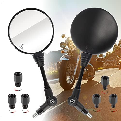 Evermotor バイクミラー 8mm 10mm 左右セット正/逆ネジ 折り畳み 可倒
