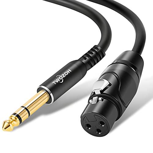 Twozoh XLRメスから6.35mm (1/4インチ) オスTRSケーブル 4分の1インチ