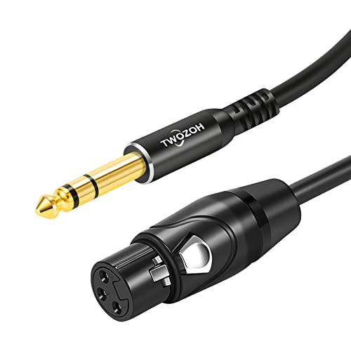 Twozoh XLRメスから6.35mm (1/4インチ) オスTRSケーブル 4分の1インチ