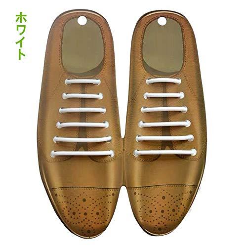 AIKOO  靴紐 革靴 ビジネス 靴ひも 黒 茶 白 ゴム 伸びる 丸紐 結ばない シューレス｜tamari-do｜02