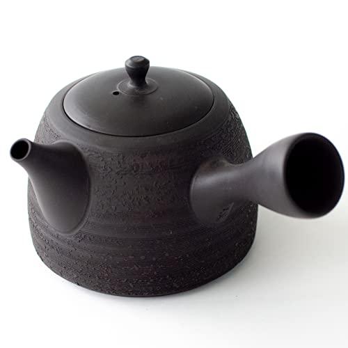 常滑焼 玉光窯 急須 セラメッシュ 陶製茶こし 一人用 約290ml 黒松皮柄