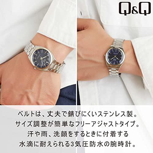 シチズン Q&Q  腕時計 アナログ 防水 メタルバンド QB78-212 メンズ ネイビー｜tamari-do｜03