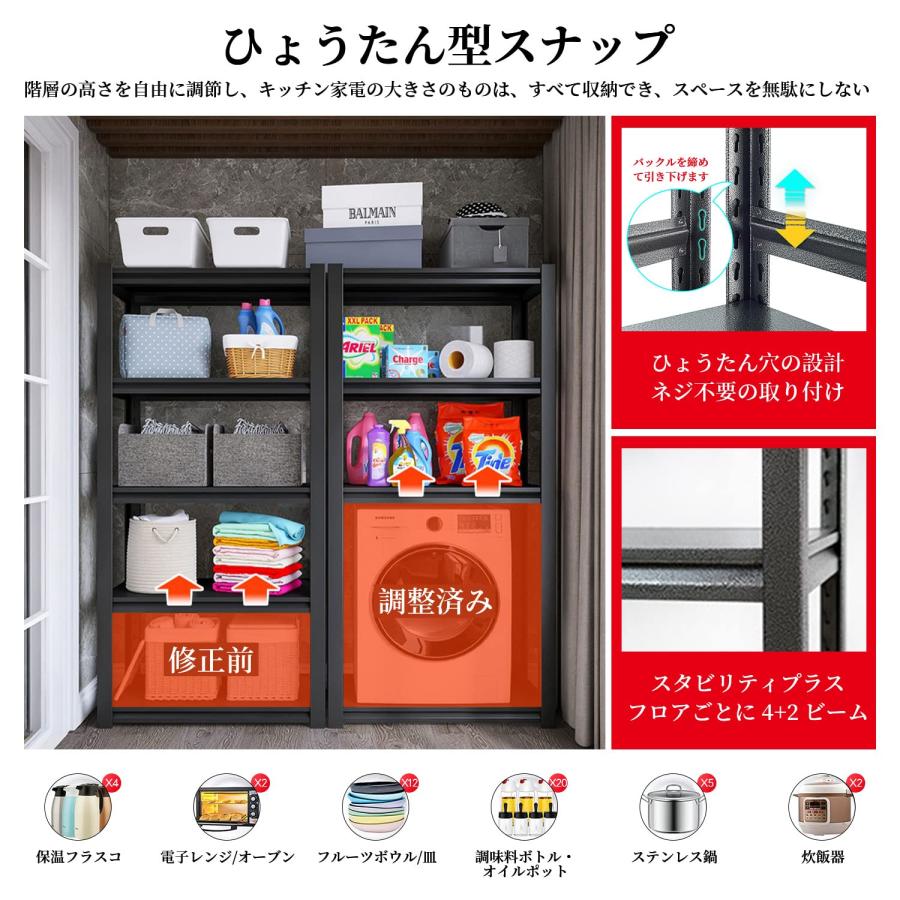 PTUWODS スチールラック本体 高耐荷重収納棚 メタルラック 簡単 PTUWODS スチールラック本体 高耐荷重収納棚 メタルラック 簡単