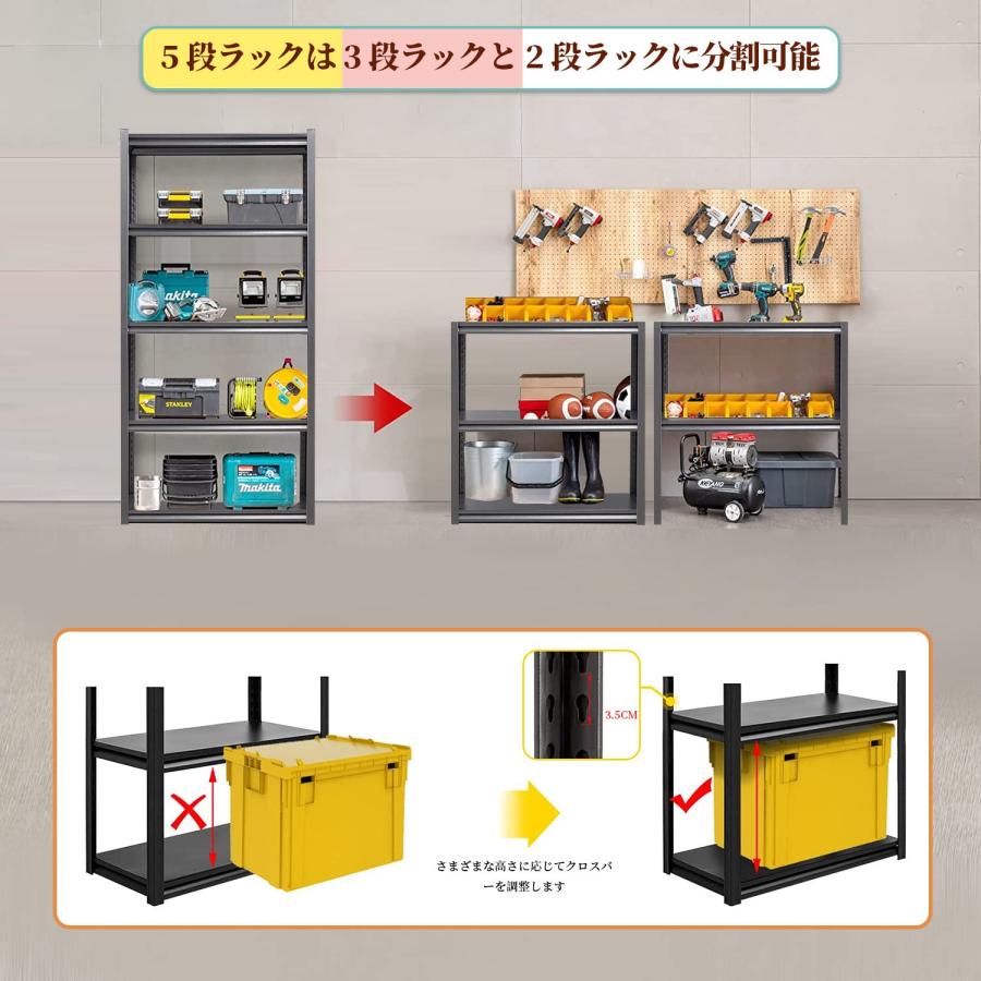 PTUWODS スチールラック本体 高耐荷重収納棚 メタルラック 簡単 PTUWODS スチールラック本体 高耐荷重収納棚 メタルラック 簡単