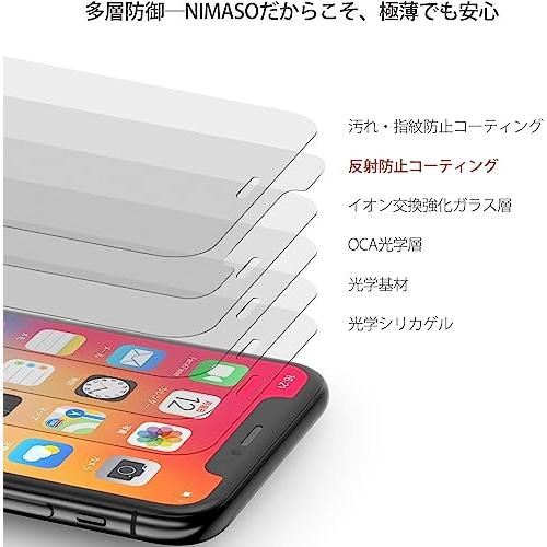 NIMASO アンチグレア iPhone Xs X iPhone11Pro 用 ガラスフィルム 強化 ガラス 保護 フィルム ガイド枠付き 全面｜tamari-do｜02