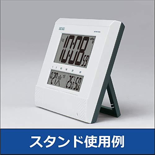セイコークロック 白パール 本体サイズ18.6×26.4×3.9cm 掛け時計 置き時計 兼用 電波 デジタル プログラム機能 BC412W｜tamari-do｜07