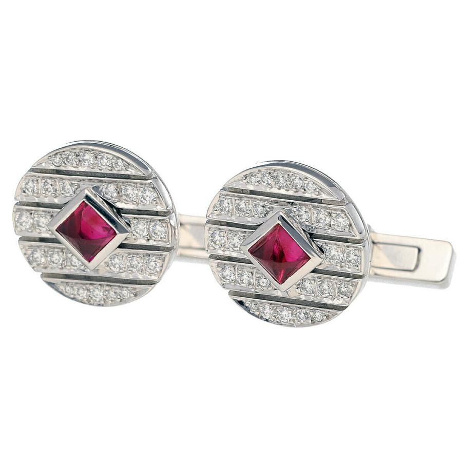 Cartier カルティエ ルビー ダイヤモンド ラウンドシェイプ カフス K18 