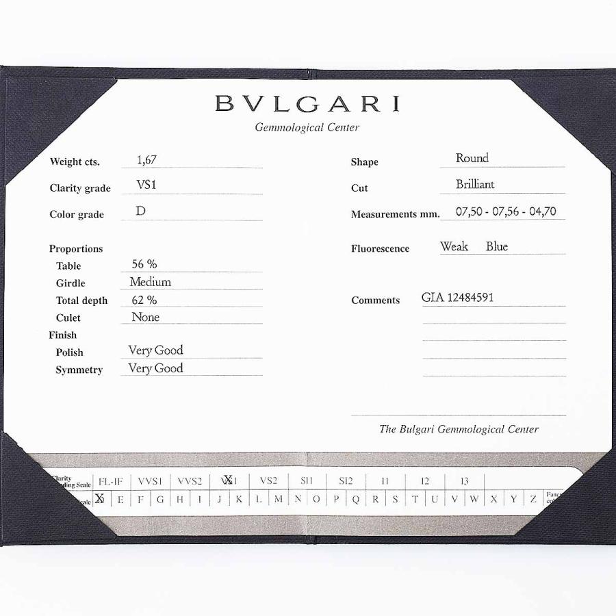BVLGARI ブルガリ コロナ ダイヤモンド(1.67ct D-VS1) ソリティア リング 323743 サイズ約9号 #49 Pt950 プラチナ Made In Italy 21230101｜tamariya78｜08