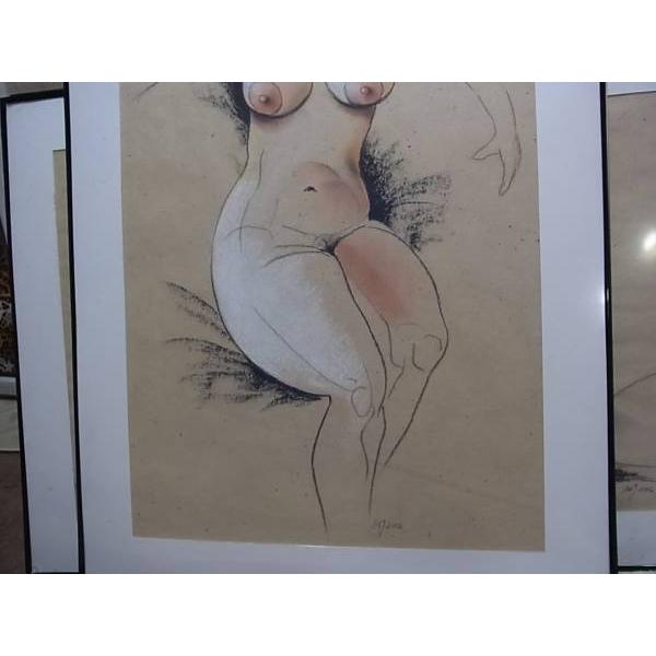 1000 X 700mm 大きな 裸婦画 エストニア アーティスト作 パステル画 本物  裸婦だけど嫌味はなくお店やお部屋に飾れます 【緑葉】