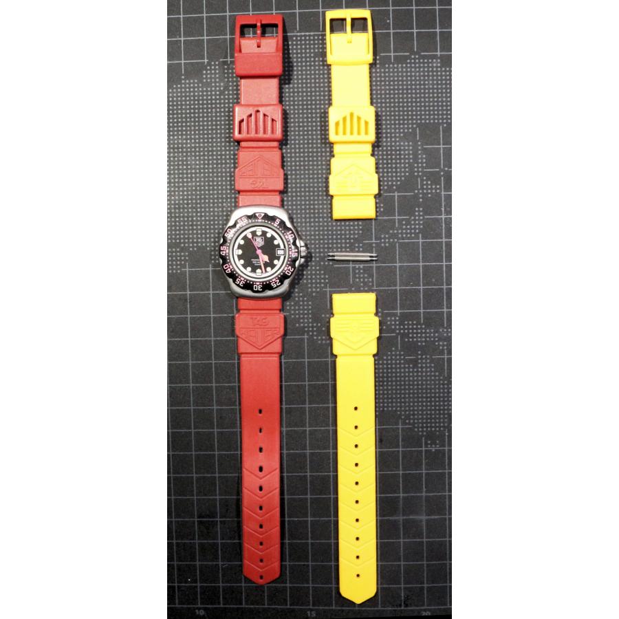 美品◎タグホイヤーフォーミュラ1 純正ベルト18mm メンズ用レア　ヴィンテージ タグホイヤー フォーミュラ 1 純正風 黄色 イエロー 系 ラバーベルト
