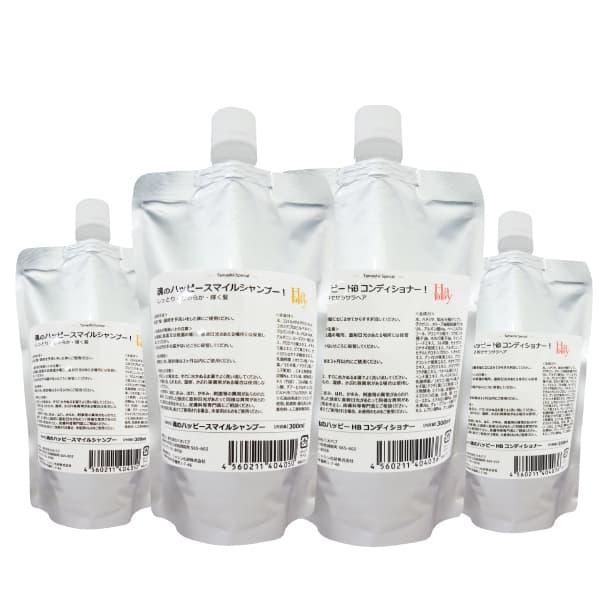 無添加 魂のハッピースマイルシャンプー（無香料）300ml（泡シャンプー詰替用）×2個＋HBコンディショナー300ml詰替用×2個 メンズ・レディース不問
