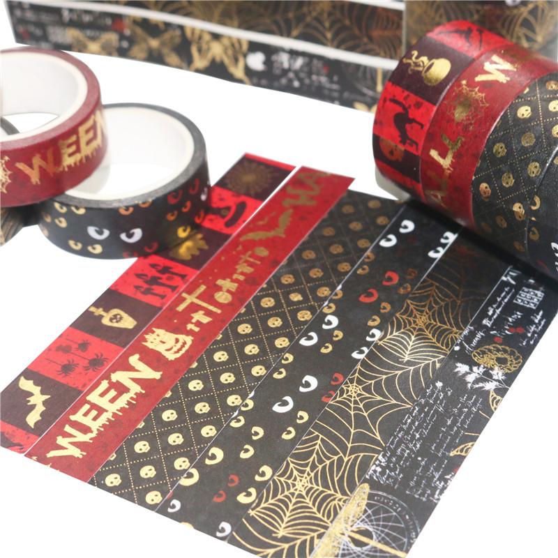 ハロウィン マスキング テープ 金黒 金色 金ラメ 金箔押し