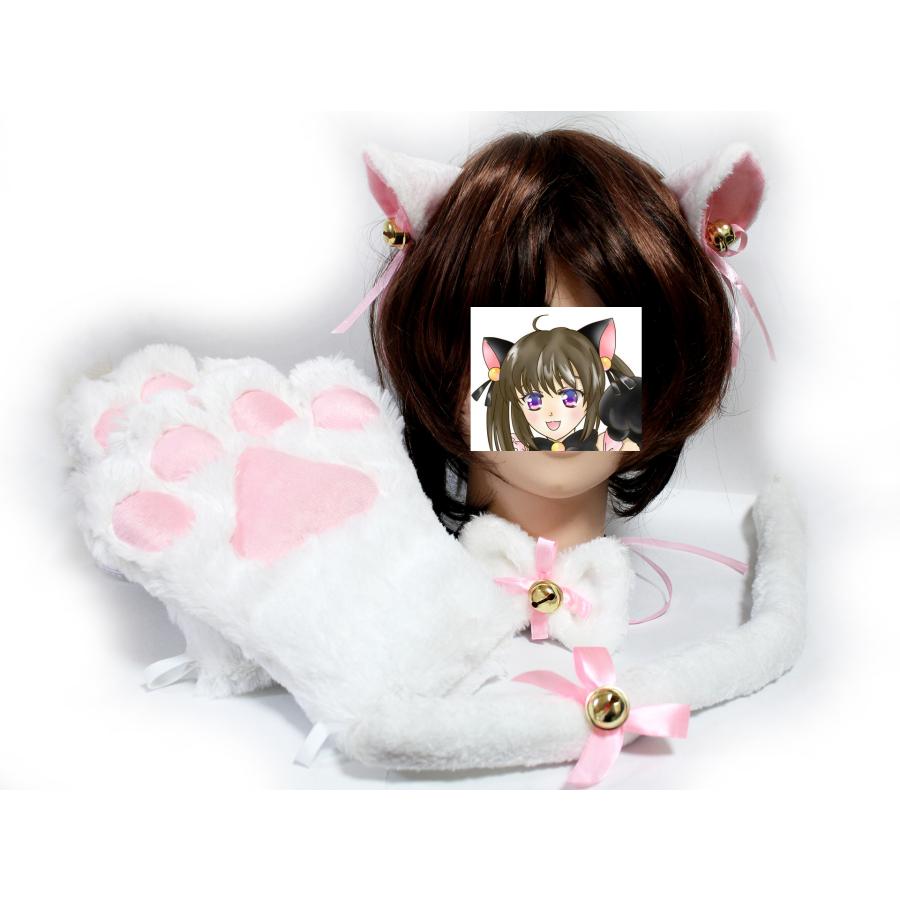 萌え にゃんこ セット 猫耳 ねこみみ 猫ミミ 首輪 しっぽ 手袋