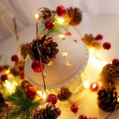 Xmas 飾り LED ライト 松 松ぼっくり ヒイラギ装飾 サンキライ 赤い実