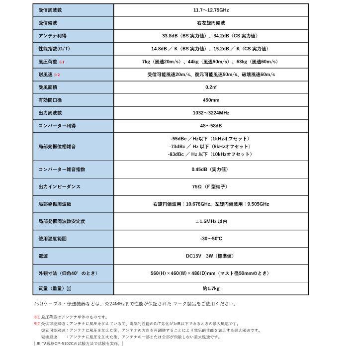 マスプロ（MASPRO） BS・110°CSアンテナ 4K・8K放送 3224MHz 対応