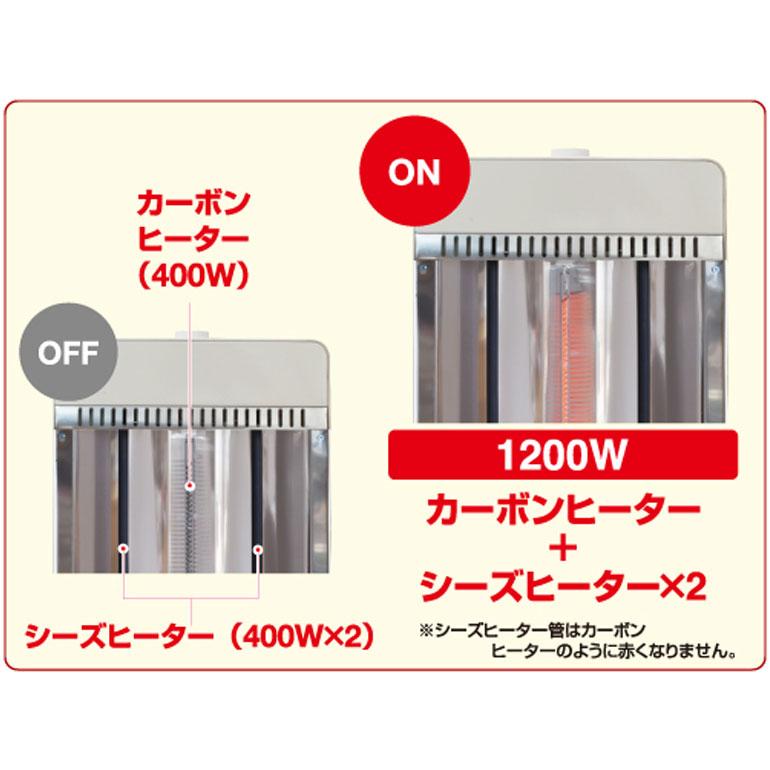 TEKNOS（テクノス） 電気ヒーター ハイブリッド 暖房 3灯 1200W 首振り