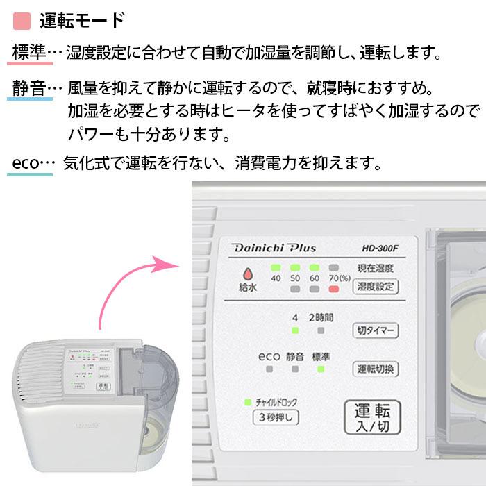 未使用品保証書付　ダイニチ　ハイブリッド式加湿器　HD-300F ダイニチ（Dainichi） 加湿器 ハイブリッド式 HDシリーズ HD-300F-W
