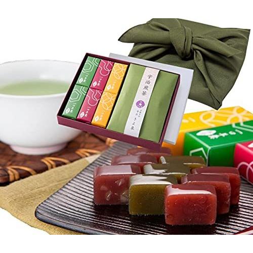 きよ泉 宇治茶 一口羊羹 セット 風呂敷包み ようかん 抹茶味 栗味 小倉味 55g 6本入 煎茶 ティーバック 5g