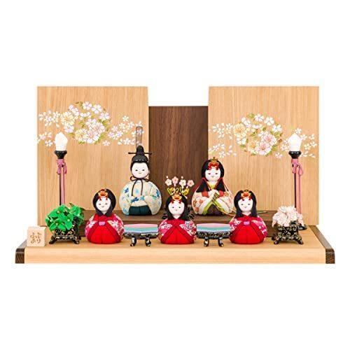 雛人形 コンパクト おしゃれ かわいい 木目込み ぷりふあ 五人 飾り Wood Style 金彩花紋 楓椛 段飾り