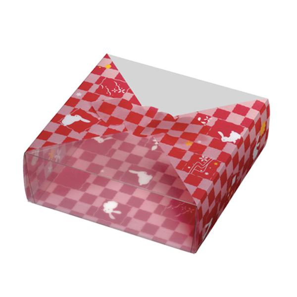 和柄 和菓子クリアパッケージ 透明風呂敷型ボックス ギフトケース 透明プレゼント箱 ラッピング包装 FS-400 うさぎ (50枚)の画像