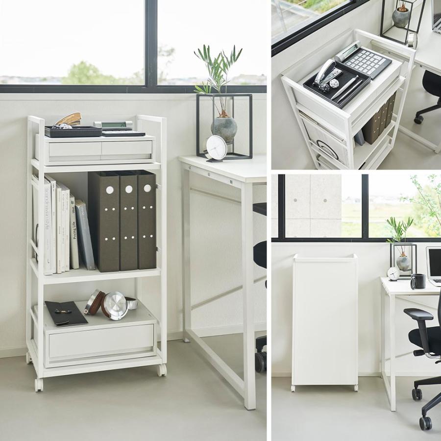 目隠しワゴン タワー L 山崎実業 tower ホワイト ブラック 1419 1420 キャスター付き ワゴン ラック ランドセル 学習机 デスク 横 収納 タワーシリーズ yamazaki | tower | 11