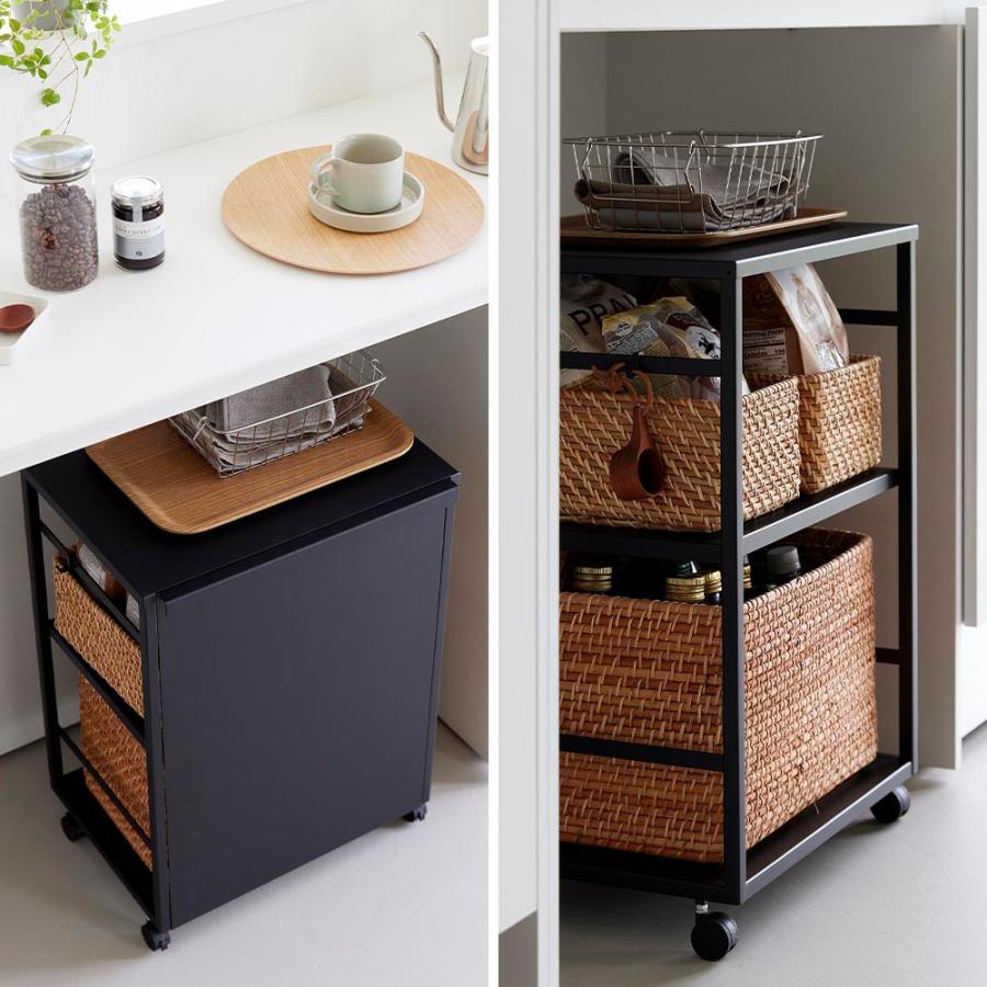 tower 目隠しワゴン タワー 天板付き 山崎実業 2段 ホワイト ブラック