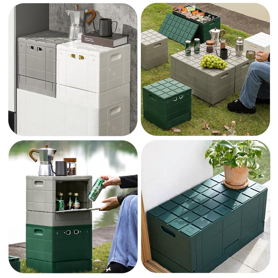 TAMATOSHI 収納ボックス グリッドコンテナー Sサイズ グリーン グレー