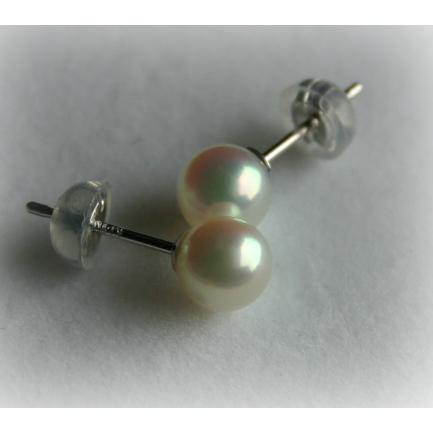 パールピアス 直結 スタッド 6-6.5mm 伊勢志摩産 アコヤ真珠 K14WG製 