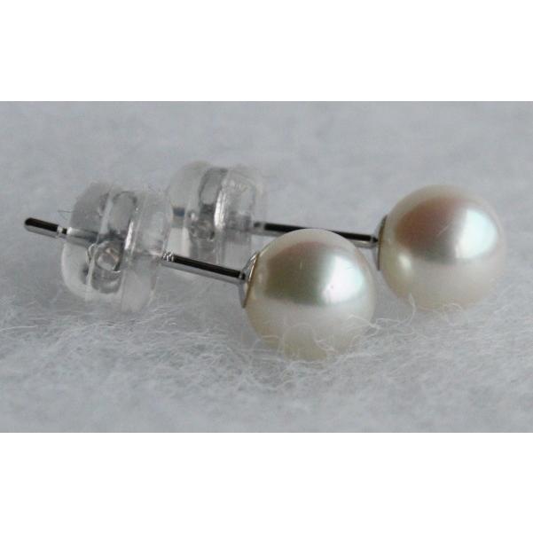 パールピアス 直結 スタッド 7-7.5mm 伊勢志摩産 アコヤ真珠 K14WG製