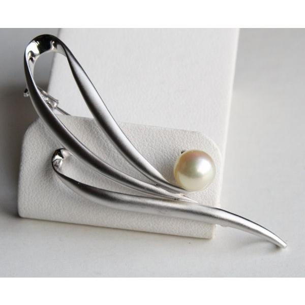 パール ブローチ 伊勢志摩産 アコヤ本真珠 シルバー製 レディース