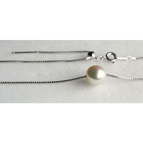 大珠8.5-9mm 1粒パールスルーネックレス！長さ調節タイプ シルバー925  
