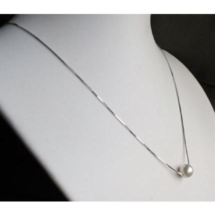 大珠8.5-9mm 1粒パールスルーネックレス！長さ調節タイプ シルバー925  