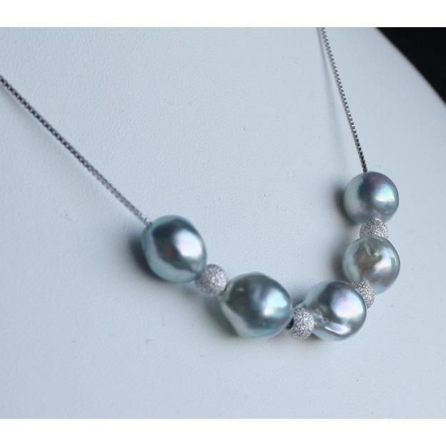ナチュラルバロックパール ５粒 スルーネックレス 長さ調節タイプ 伊勢志摩産 アコヤ真珠 Pearlの画像