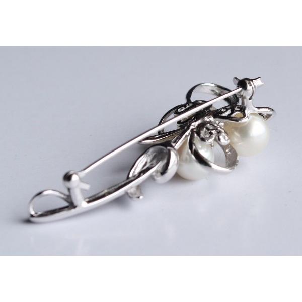 パールブローチ 伊勢志摩産 あこや本真珠 3個付き シルバー925