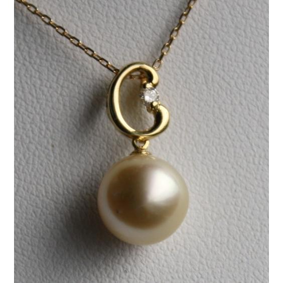 K18製 ダイヤ付き 大珠8.5-9mm パールペンダントトップ 伊勢志摩産  