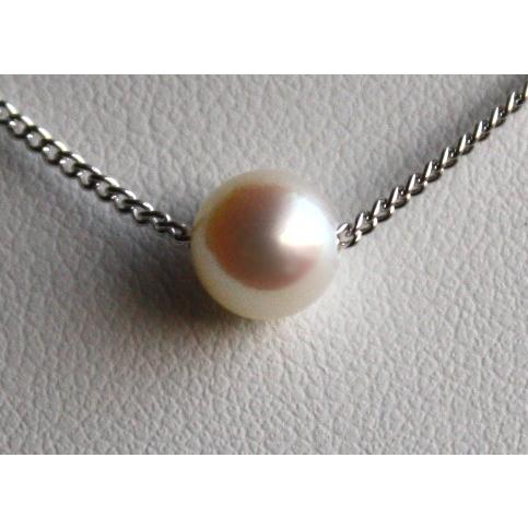 1粒 パール スルー ネックレス 7-7.5mm シルバー925 ペンダント 伊勢