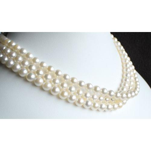 伊勢志摩産アコヤ真珠 ホワイトロングパールネックレス 120cm 6.5-7mm 