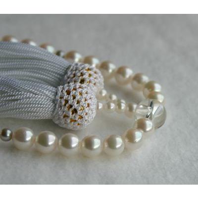 Pearl アコヤ本真珠 数珠 御念珠 伊勢志摩産 5.5-6mm ホワイト房 女性 