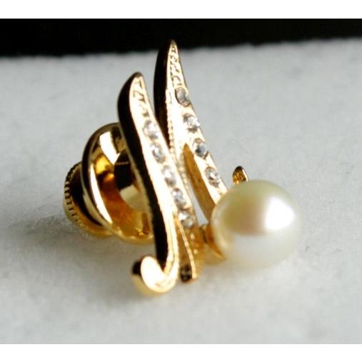 Pearl イニシャル M パール タックブローチ ラペルピン 伊勢志摩産