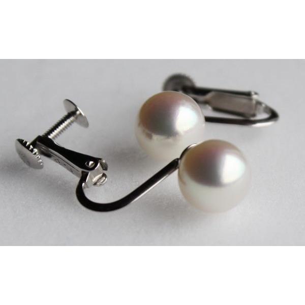 ナチュラルパールイヤリング 7.5-8mm 伊勢志摩産 アコヤ真珠 ネジバネ式 シルバー925 レディースアクセサリーの画像