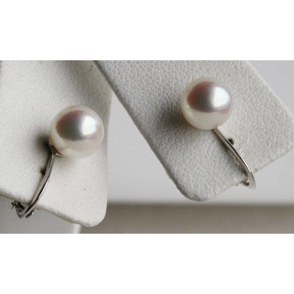 ナチュラルパールイヤリング 7.5-8mm 伊勢志摩産 アコヤ真珠 ネジバネ式 シルバー925 レディースアクセサリーの画像