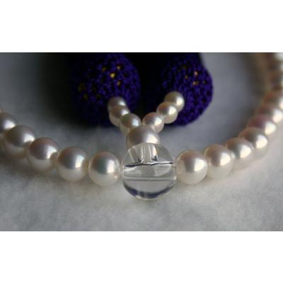 アコヤ本真珠 数珠 御念珠 伊勢志摩産 6-6.5mm 紫房 女性用 レディース